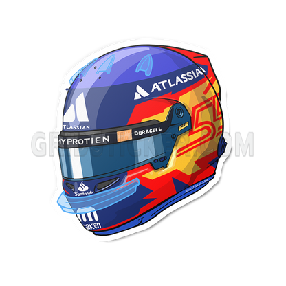 carlos sainz football helmet Carlos Sainz 55 Williams Helmet – Grid Sticker